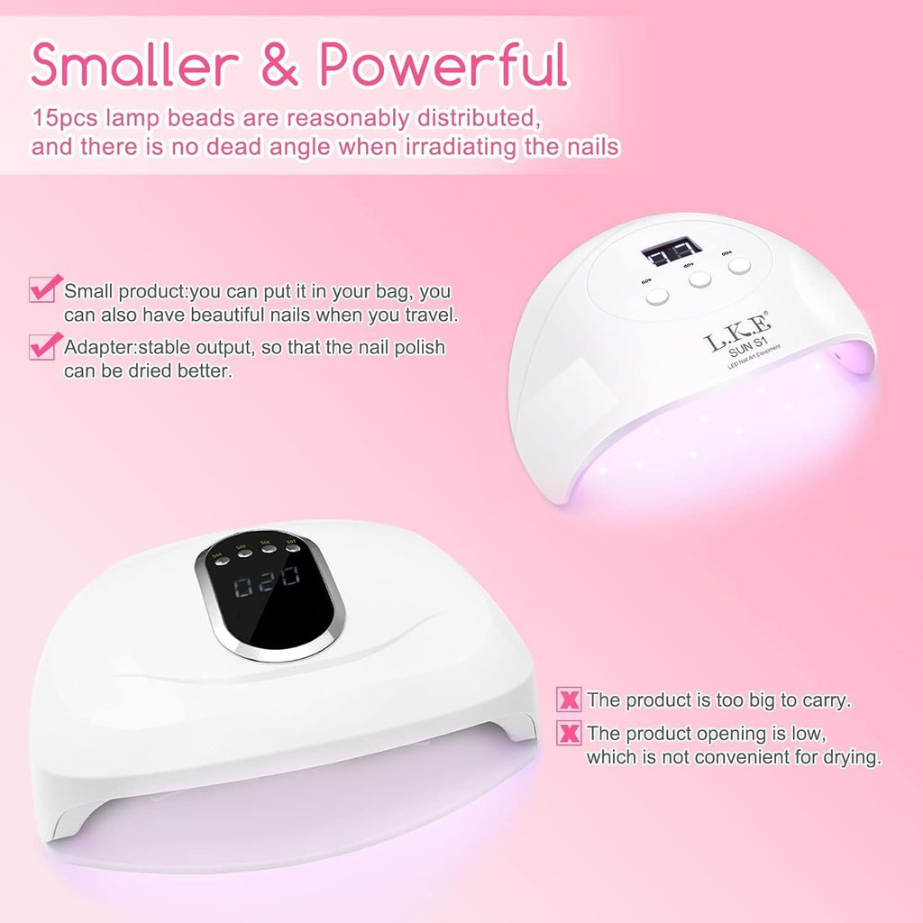 Wisdompark 72W UV LED Nail Lamp, UV Light for Gel Nails with 15 Beads Curing