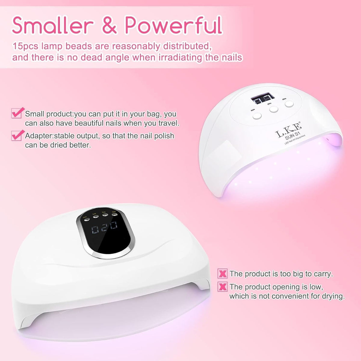 Wisdompark 72W UV LED Nail Lamp, UV Light for Gel Nails with 15 Beads Curing
