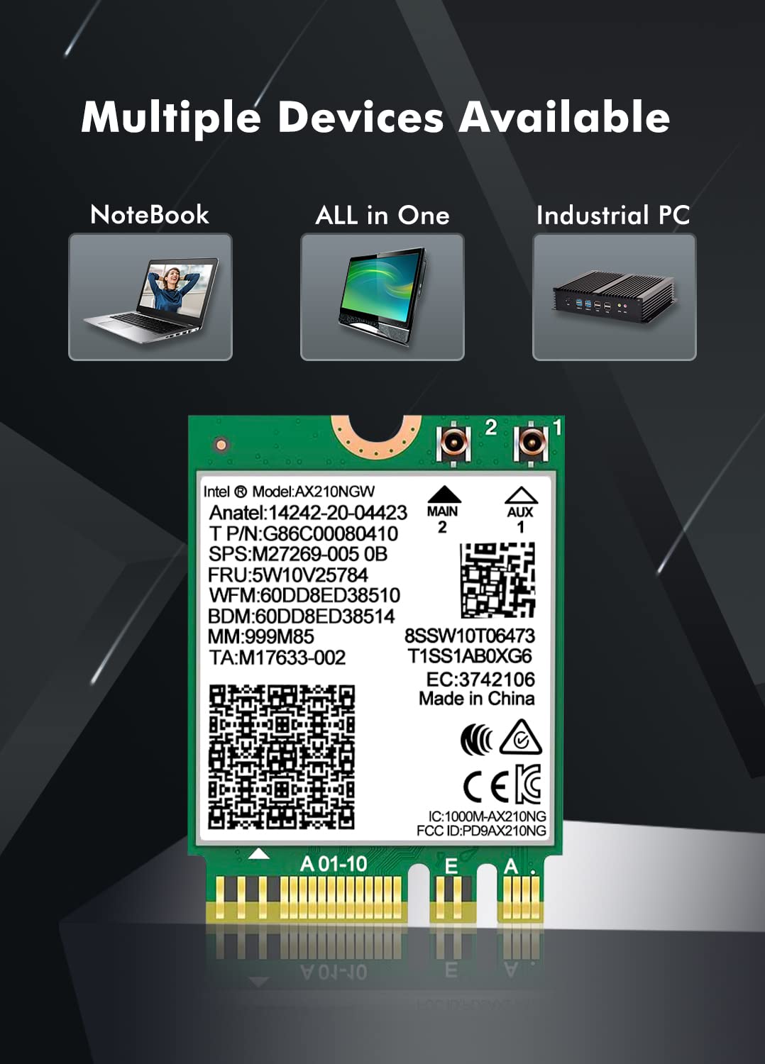 WiFi 6E Wireless Card Intel AX210 NGW Bluetooth 5.3 Tri-Band 5400Mbps Network