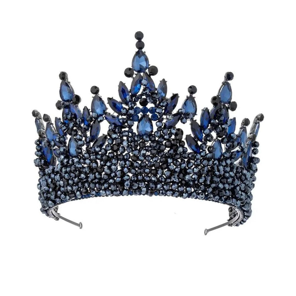 Women Crystal Crown Tiara Gold Alloy Headpiece Wedding Prom Hair Accessory (Gold