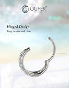 OUFER 2PCS Opal Nose Rings Hoops, 20G 7MM Single and Double Hoop Nose Rings for