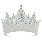 Women Crystal Crown Tiara Gold Alloy Headpiece Wedding Prom Hair Accessory (Gold