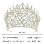 Large 5" Golden Rhinestone Crown Women Sparkly Quinceanera Pageant Tiara