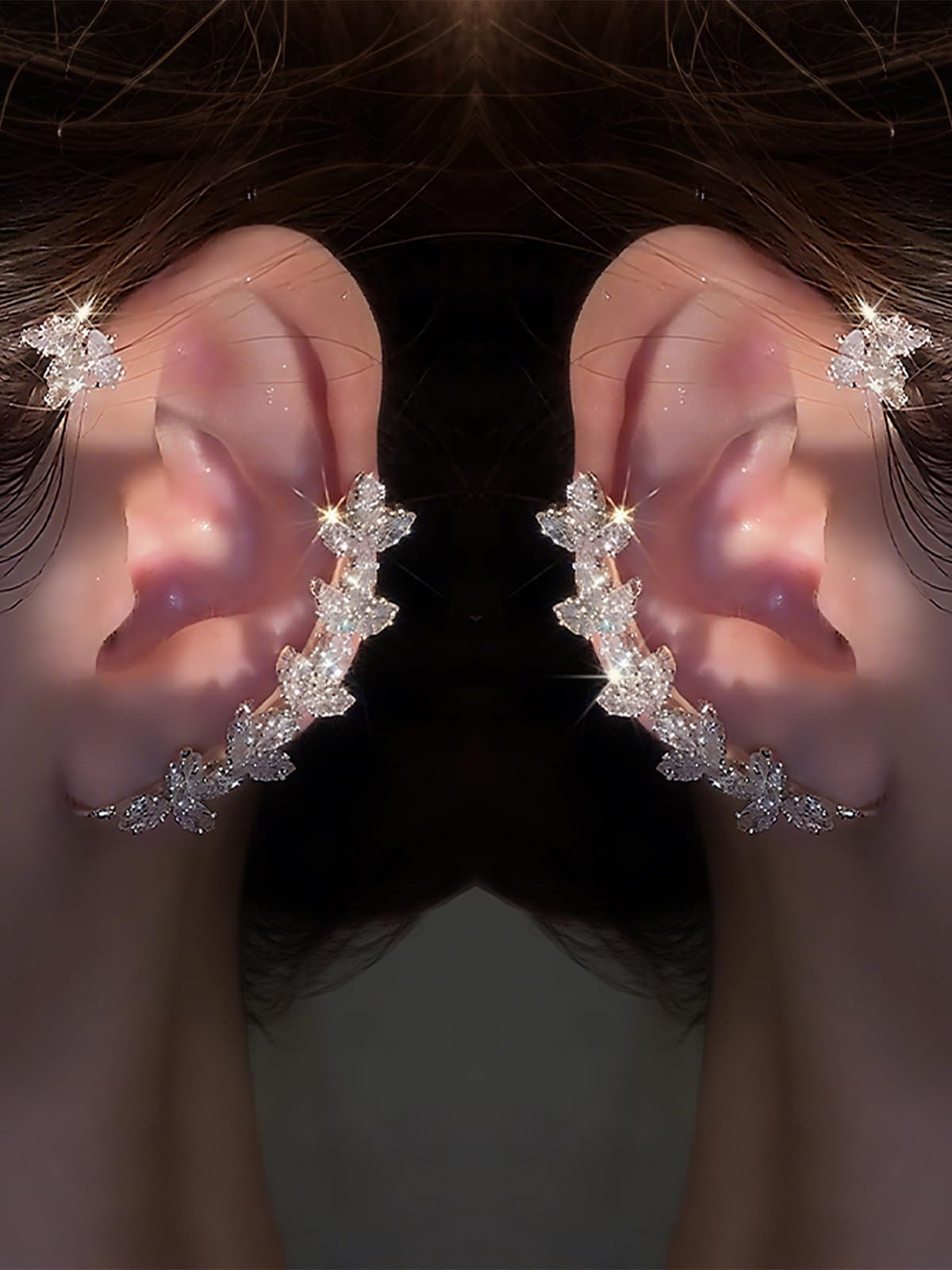 Fanquility 2Pcs Butterfly Earrings Ear Cuffs Non Pierceing Ear Cuff Fake