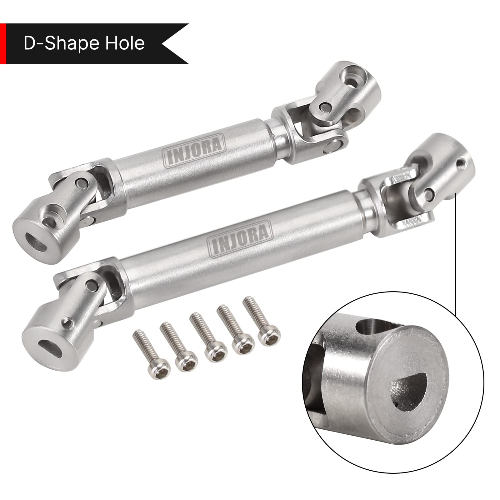 INJORA Drive Shaft D-Shaped Hole Stainless Steel Center Drive Shaft for Axial