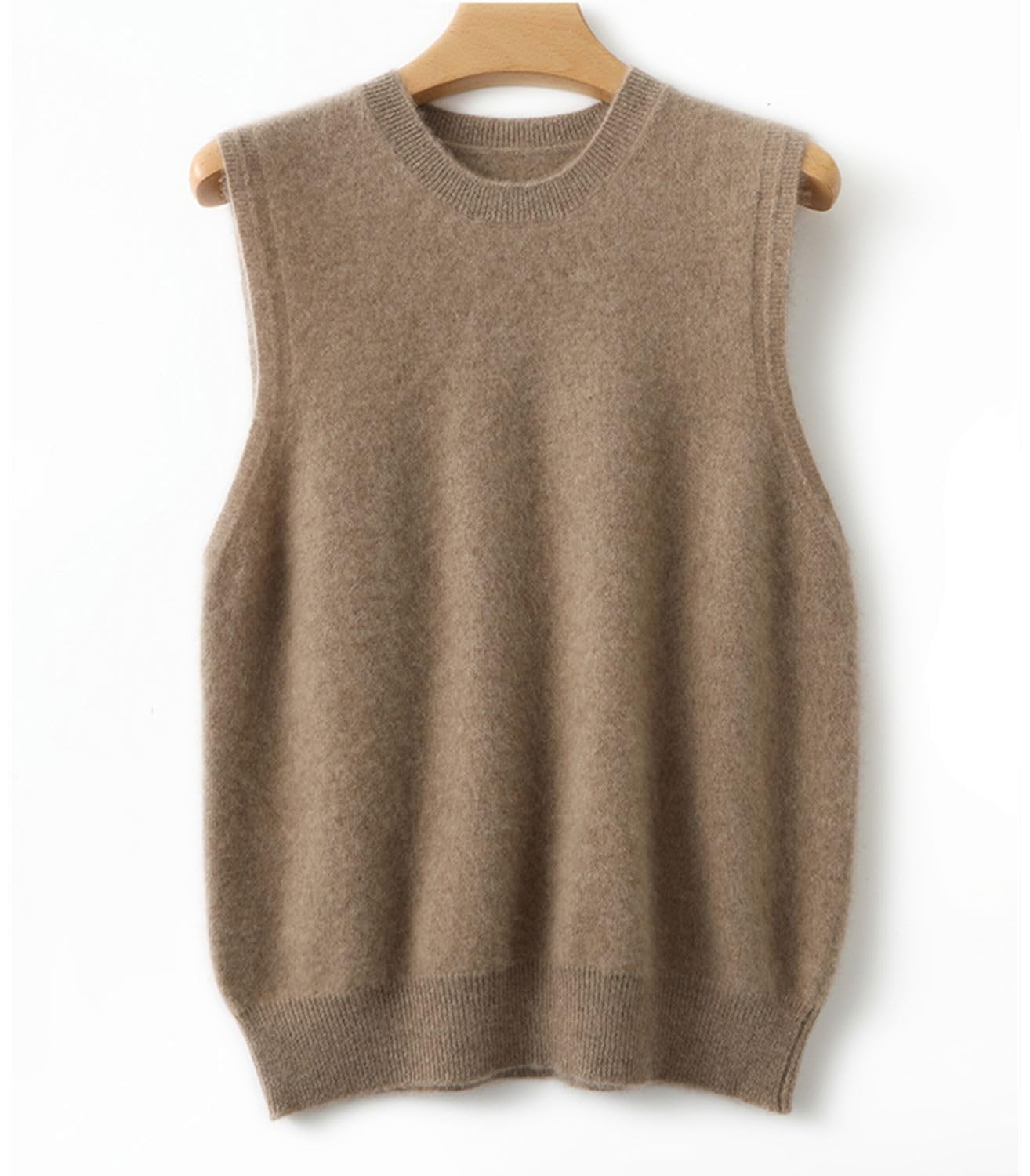 Ailaile Knitted O-Neck Vest Women's Sweater 100% Merino Wool Sleeveless Pullover
