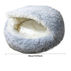 Hooded Cat Bed Cave Round Donut 19.69 inch Plush Anti-Anxiety Calming Dog Bed