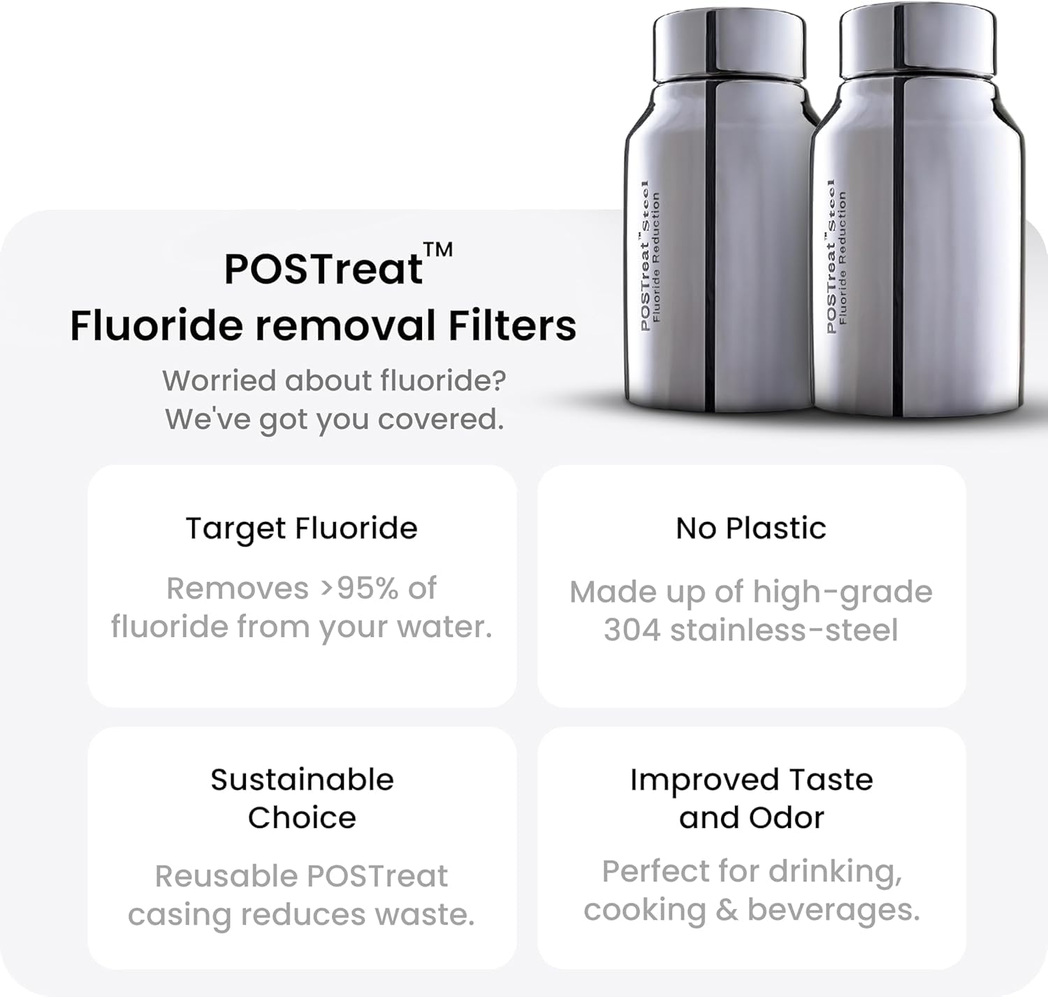 PHOENIX GRAVITY POSTreat Steel Fluoride Reduction Elements - Set of 2 AISI 304