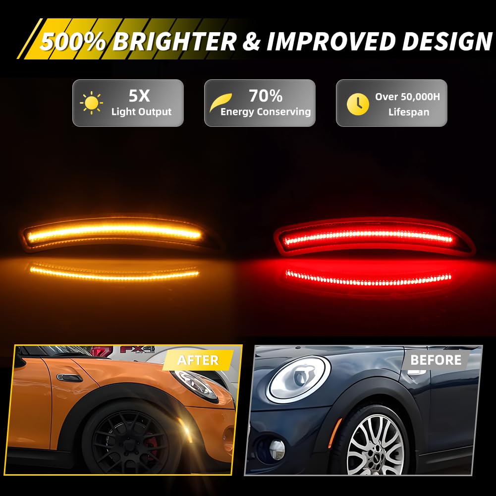VYNTRAL Front/Rear Side Marker Light Compatible with Gen3 MINI Coop-er F55 F56