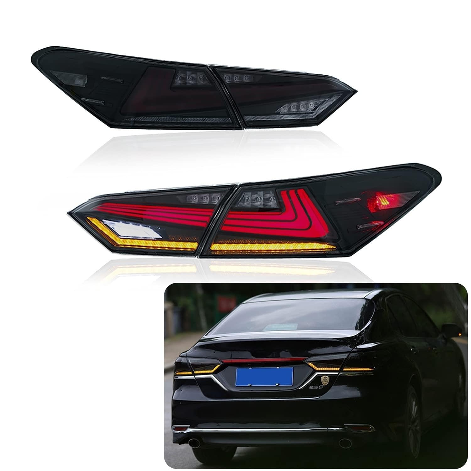 inginuity time LED Tail Lights For Toyota Camry 2018 2019 2020 2021 2022 Smoked
