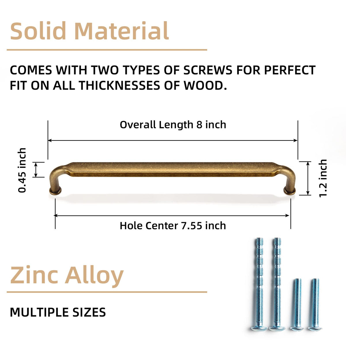 Goo-Ki 12 Pack 7-1/2 Inch （192mm） Hole Center Cabinet Pulls Antique Brass Zinc