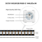 SEZO WS2812B LED Strip Light 3.3FT/1M 144LEDs/m Individually Addressable