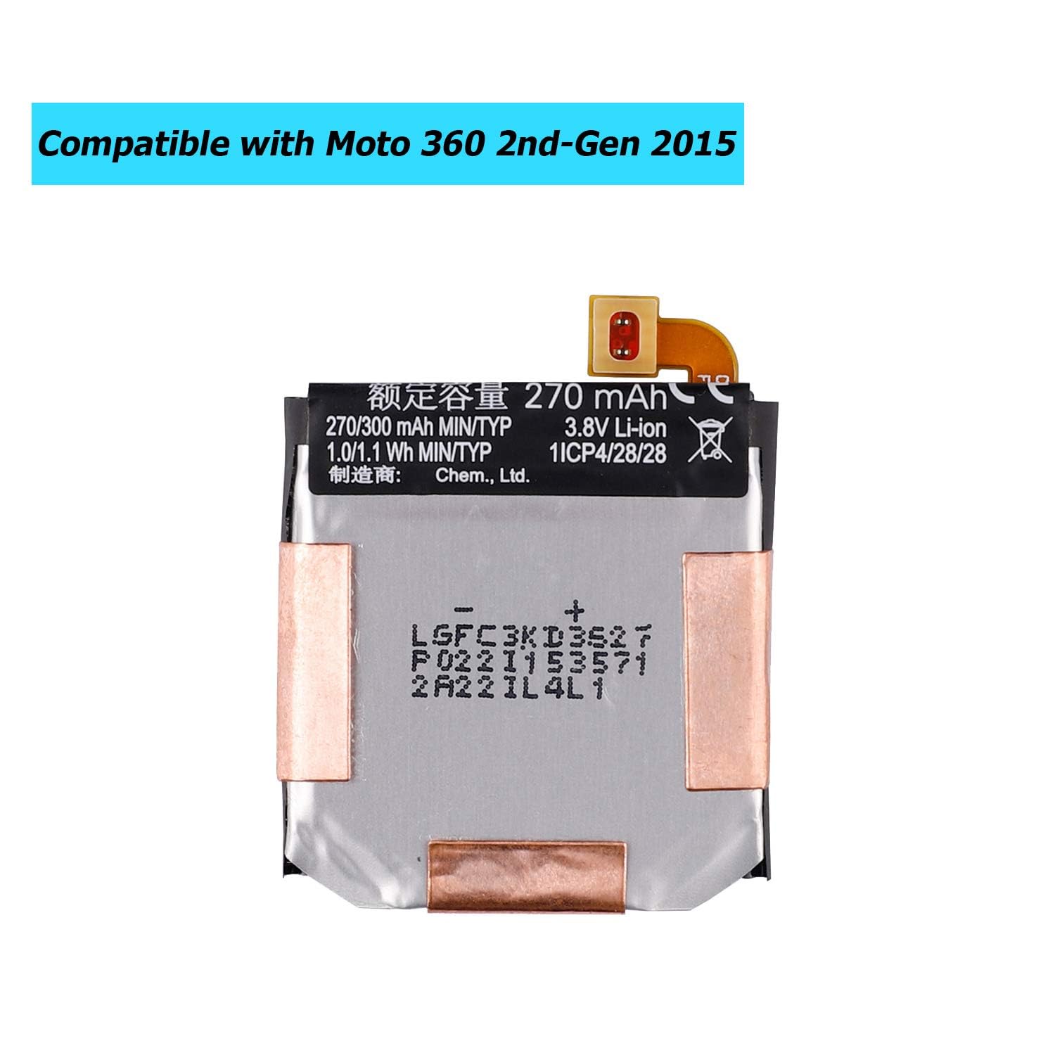 Vvsialeek FW3S SNN5971A Replacement Battery Compatible with Moto 360 2nd-Gen