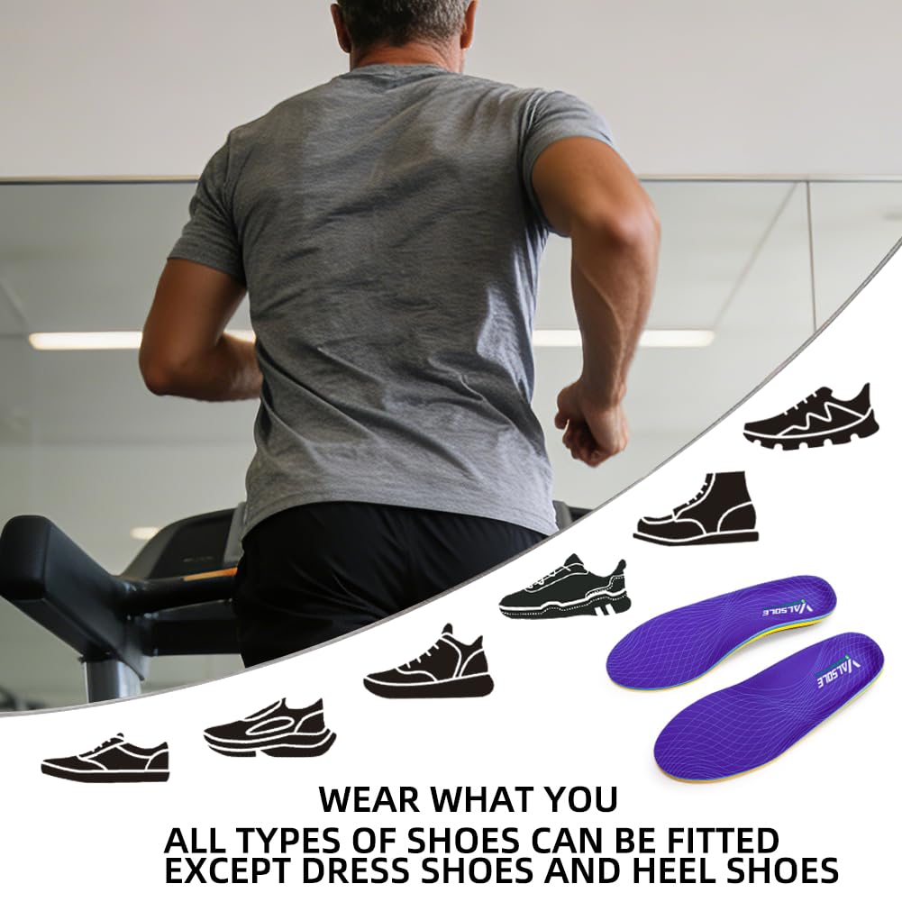 VALSOLE Heavy Duty Orthotic Insoles Plantar Fasciitis Arch Support for Men Women