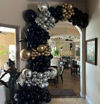PTGOLUO Black Gold and Silver Balloon Arch Garland Kit 153pcs with Star, 22 18
