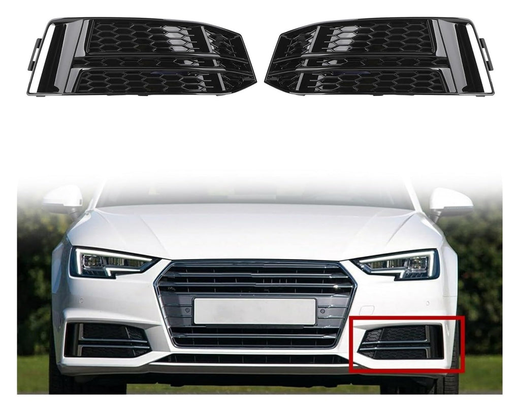 1 Pair Front Fog Light Cover Bumper Grille Compatible for AUDI A4 B9 2016 2017