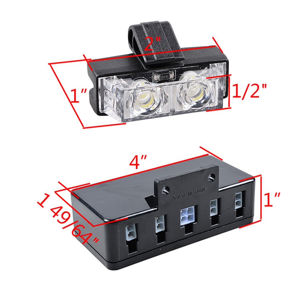 NAAMOTOMOX 2-LED Emergency Warning Grille Flash Strobe Lights Bar with Clips + Control Box Kit (Amber White, 8 pcs)