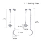 Watforsh Moon and Star Dangle Earrings for Women Chain Tassel with Cubic