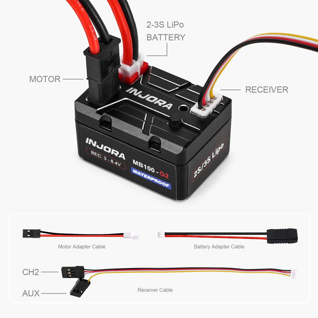 INJORA MB100 G2 Brushed ESC 40A for 1/24 1/18 RC Crawler SCX24 AX24 TRX4M