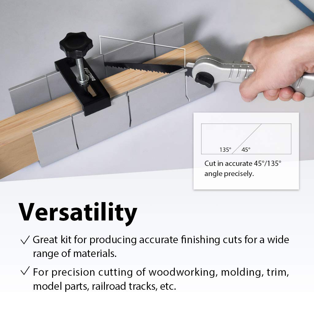 FIRSTINFO H5441 Aluminum Miter Box 9.8" Mitre Box 3 Angle Hand Saw Guide