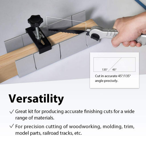 FIRSTINFO H5441 Aluminum Miter Box 9.8" Mitre Box 3 Angle Hand Saw Guide