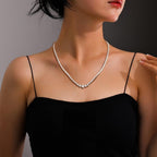 925 Sterling Silver Moissanite Tennis Chain Necklace 18" 14K White Gold Plated