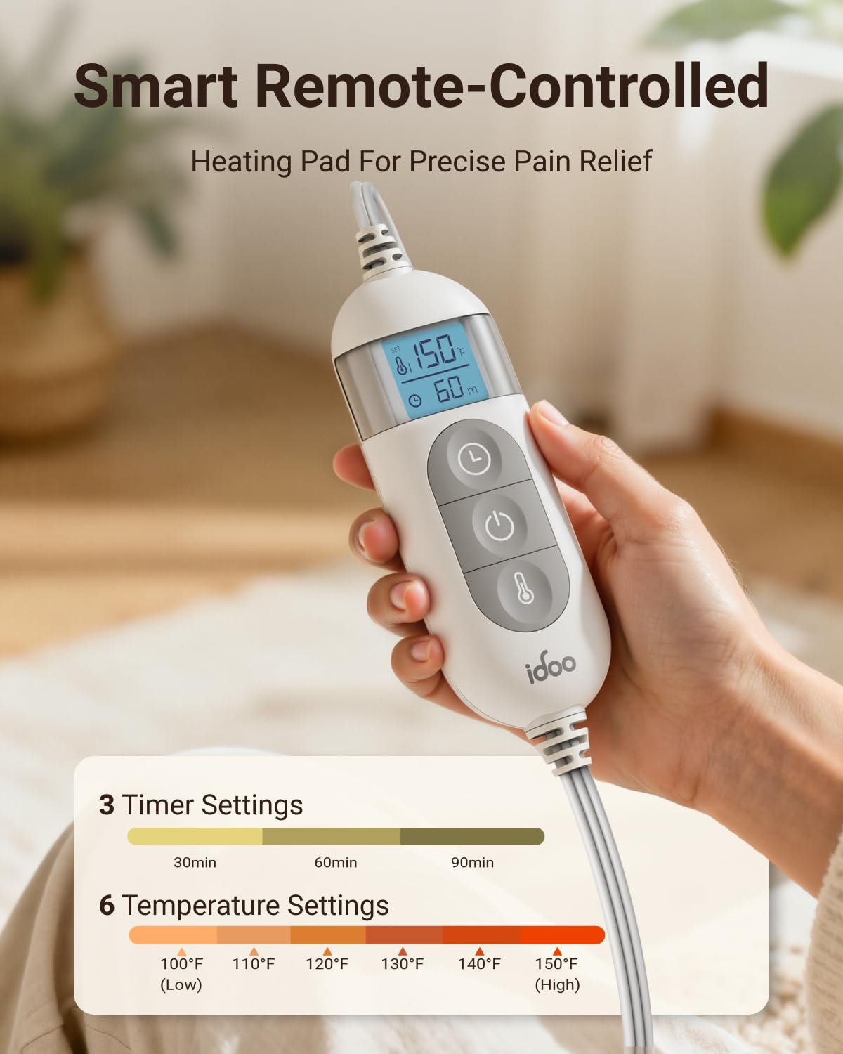 iDOO Electric Heating Pad for Back, FSA Eligible Items, Fathers Day Dad Gifts