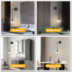 BOKT Mid Century Modern Black Wall Sconce Light Clear Glass Globe Ball Wall