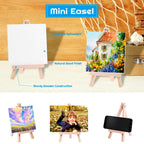 Mini Canvases 18 Pack 4x4 Inch with Easel Painting Kit Acrylic Oil Watercolor