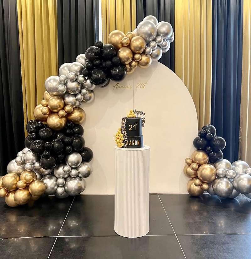 PTGOLUO Black Gold and Silver Balloon Arch Garland Kit 153pcs with Star, 22 18