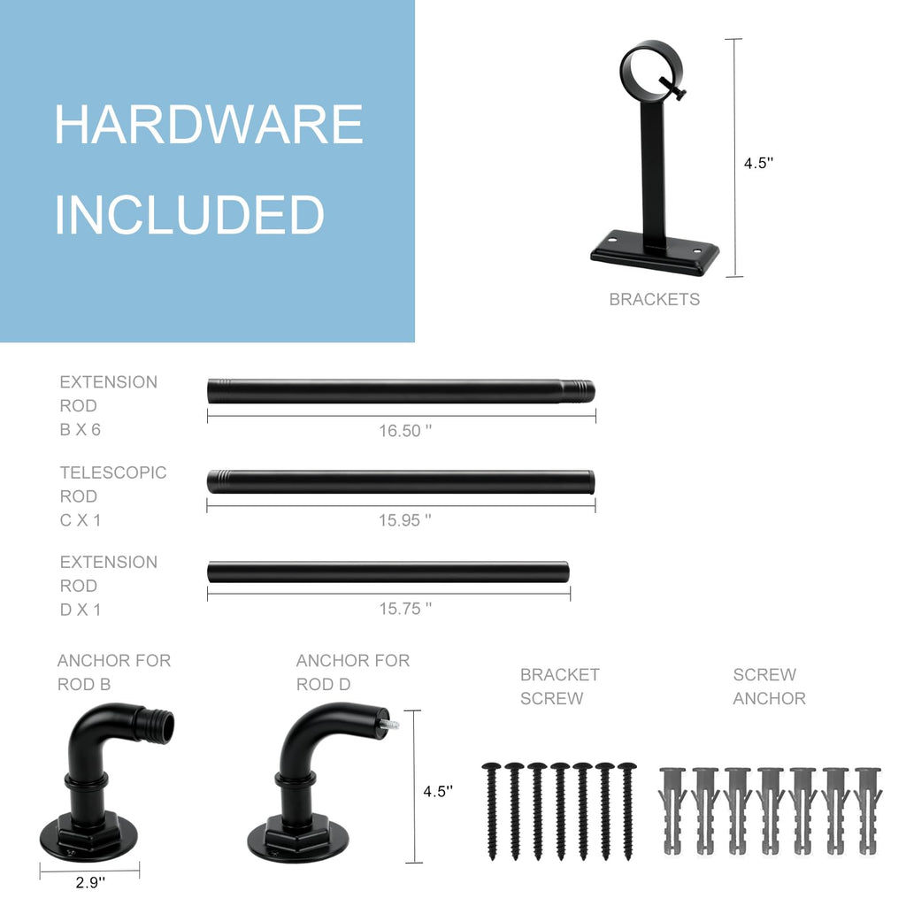 Byondeth Curtain Rods for Windows 16 to 120 Inches Adjustable Blackout Wrap