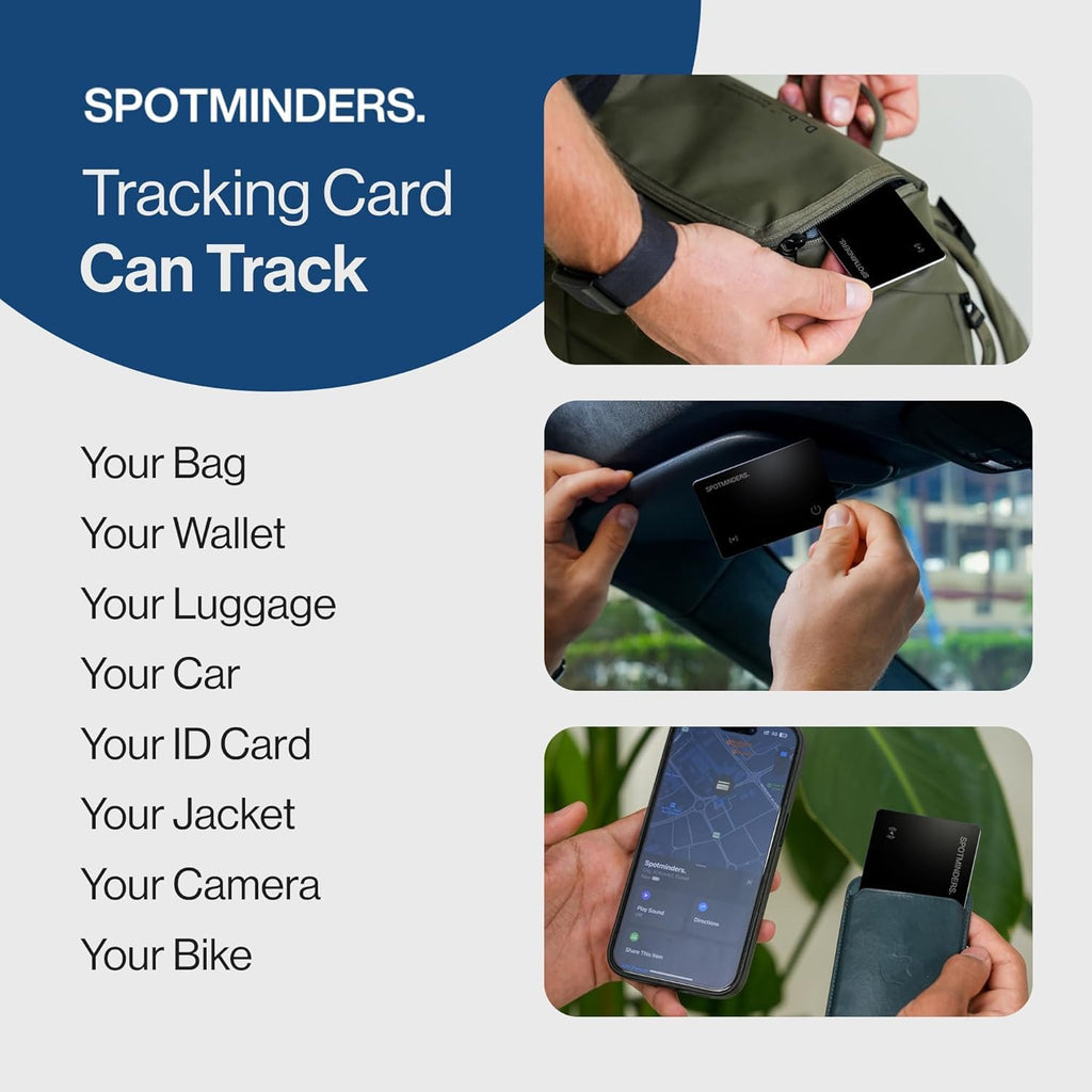 SPOTMINDERS Wallet Tracker Card Apple Find My Rechargeable IP68 Slim