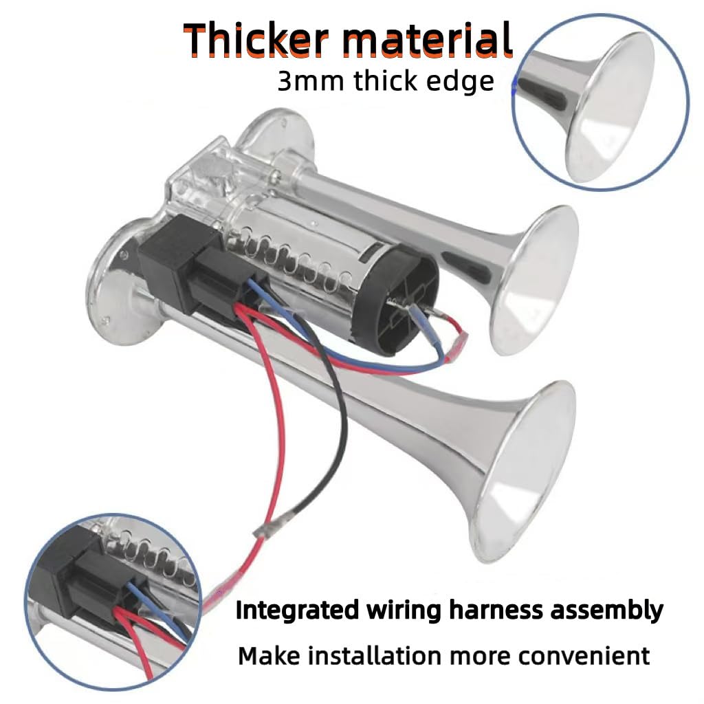 BOTAOSS 12V 600DB Air Horn Dual Trumpets,Super Loud Air Horn for Truck, Dual