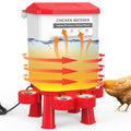 Heated Chicken Waterer 11L Anti-Freeze Poultry Drinker 4 Cups Dark Red