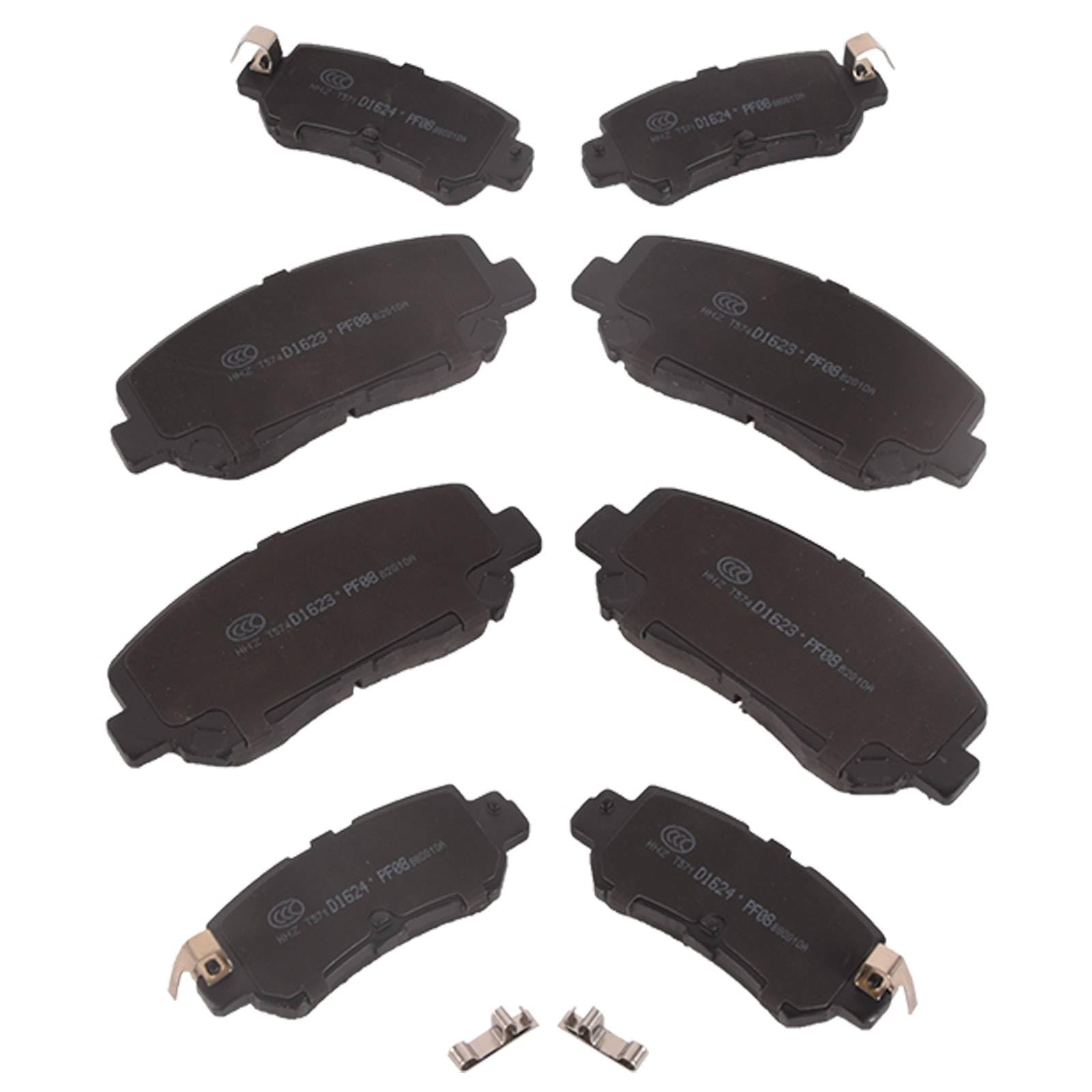 Lewinly 8PCS Front + Rear Ceramic Disc Brake Pads Kit