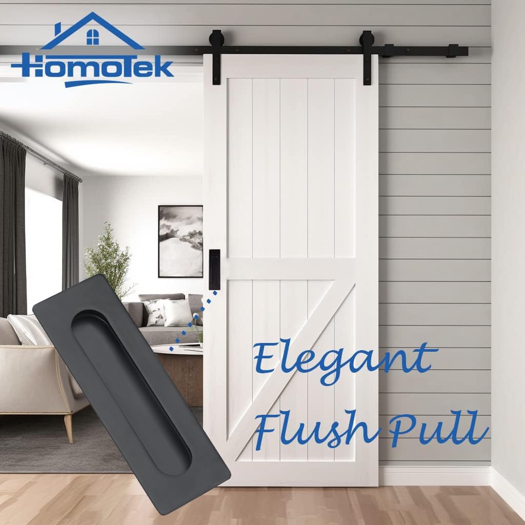 HOMOTEK 7 in Flush Pull Sliding Closet Door Handles 4 Pack Recessed Rectangular