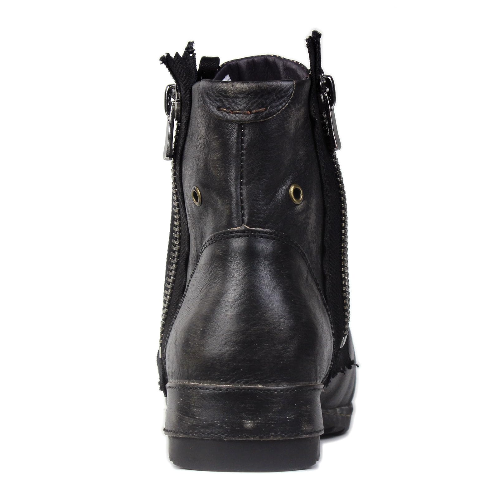 OSSTONE Moto Boots for Men Fashion Zipper-up Leather Chukka Boots Casual Shoes 5008-8, Retro Black, US9