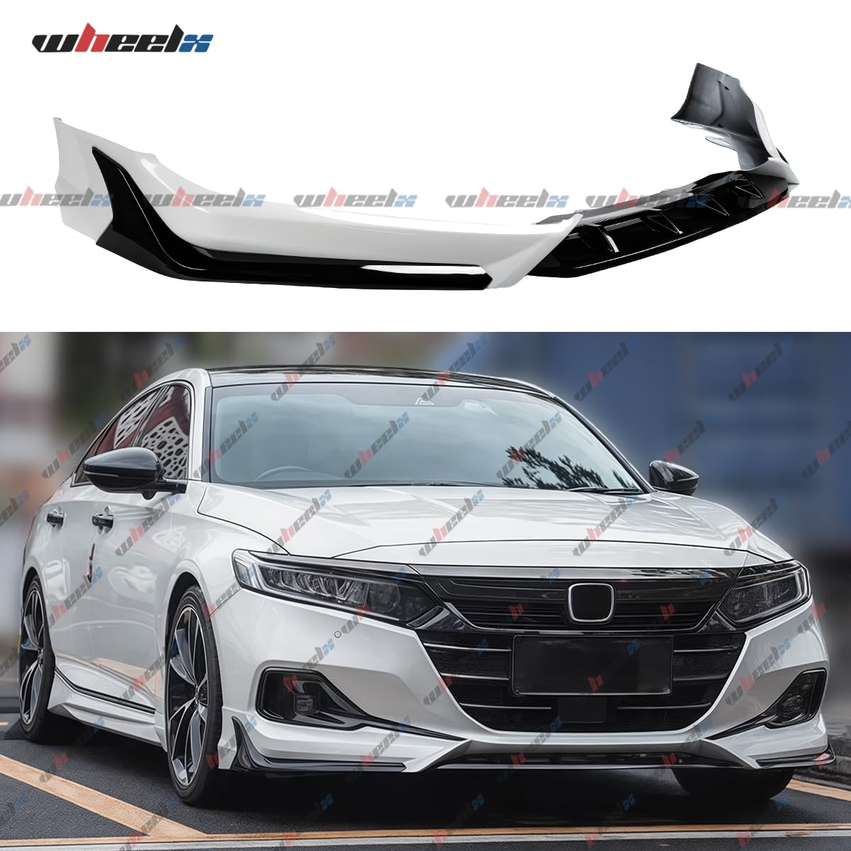 3PCS Front Lip Spoiler Splitter for Honda Accord 2021-2022 ACR Platinum White