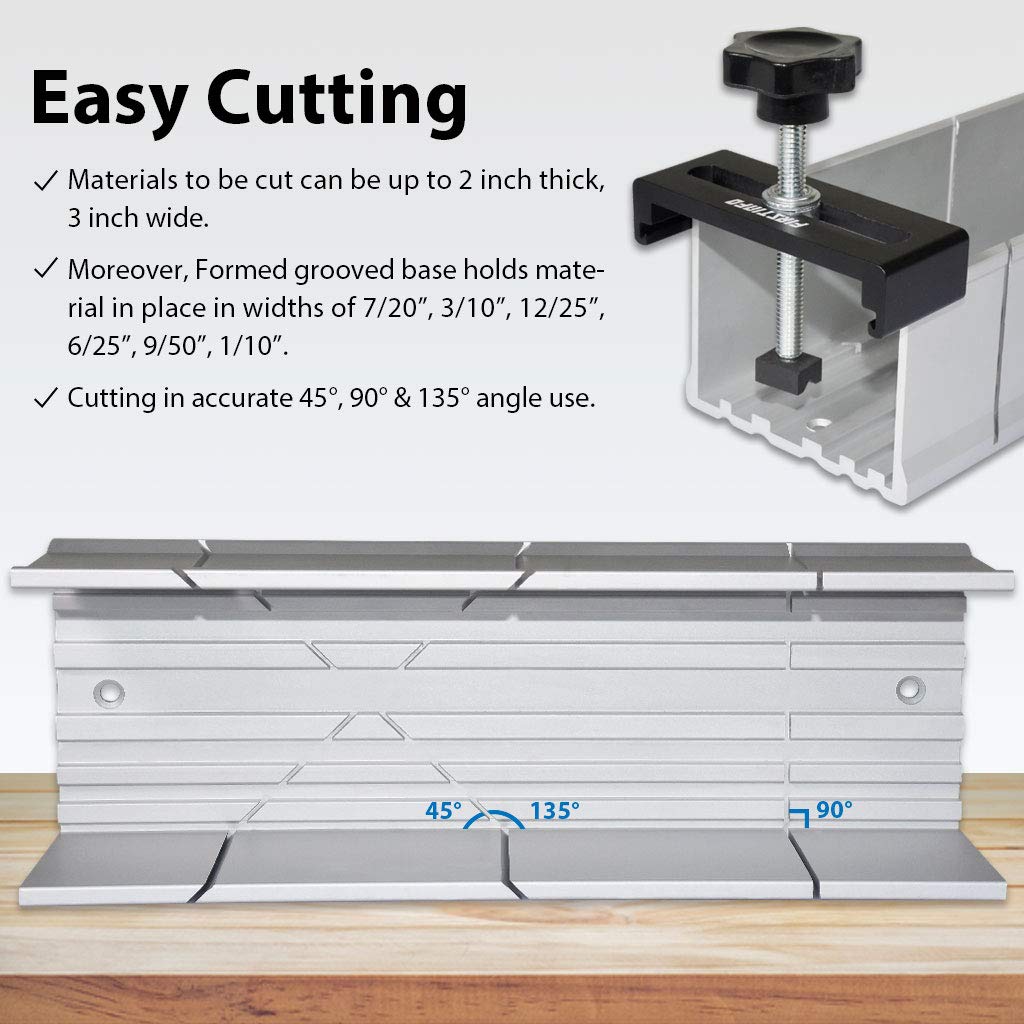 FIRSTINFO H5441 Aluminum Miter Box 9.8" Mitre Box 3 Angle Hand Saw Guide