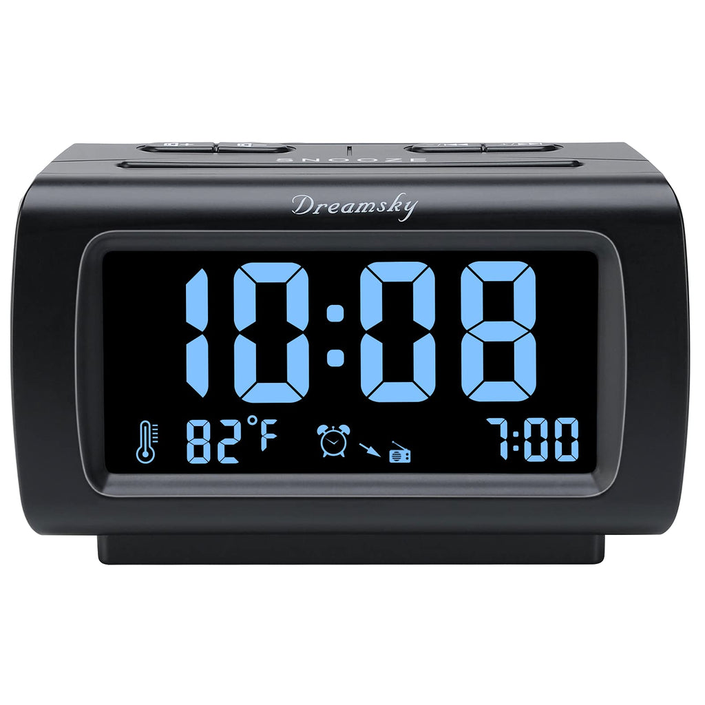 DreamSky Alarm Clock Radio Bedroom Battery Backup Large Display USB FM Snooze