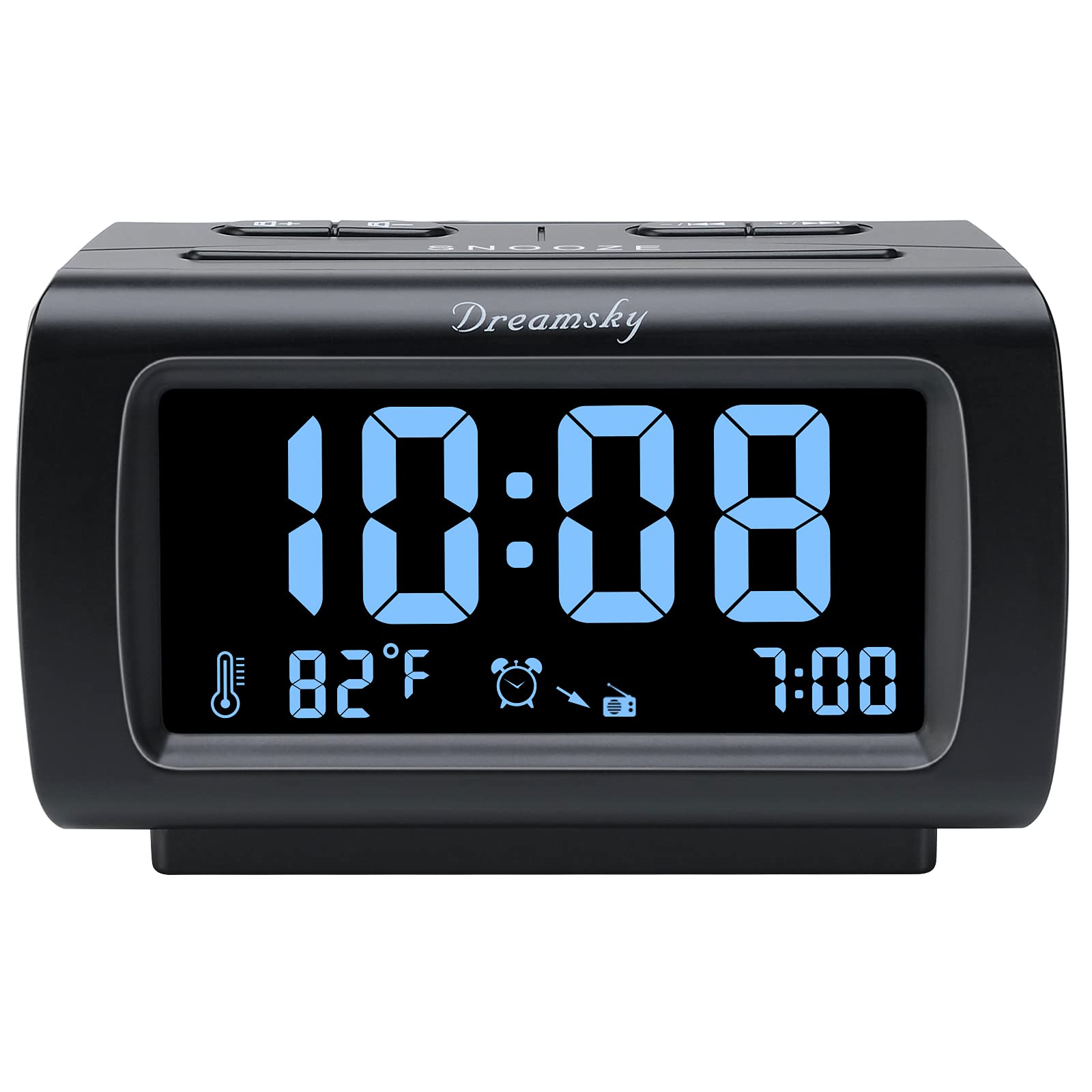 DreamSky Alarm Clock Radio Bedroom Battery Backup Large Display USB FM Snooze
