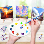 Mini Canvases 18 Pack 4x4 Inch with Easel Painting Kit Acrylic Oil Watercolor