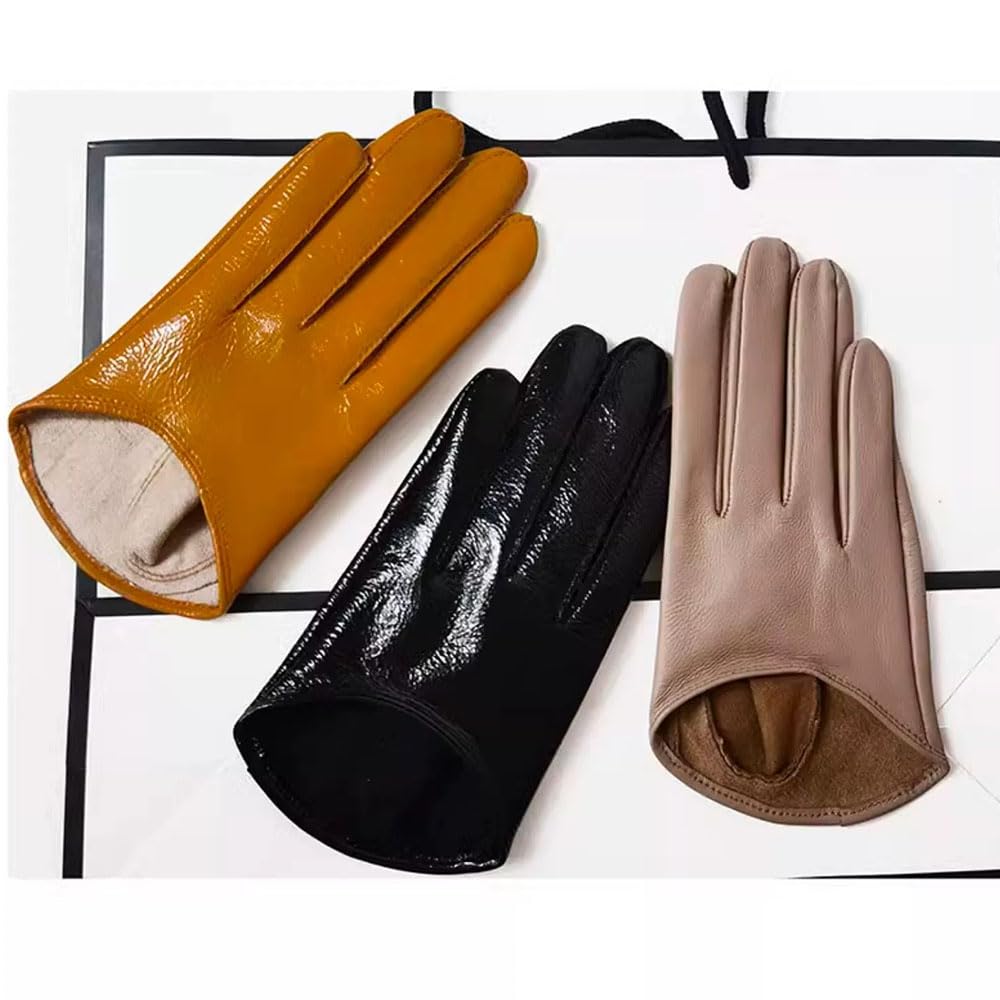 LAQWARM Women Short Real Leather Dress Gloves TOUCHSSCREEN Half Palm 5" Genuine
