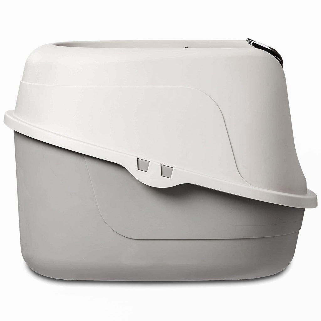 Amazon Basics No-Mess Hooded Enclosed Cat Litter Box with Odor Control and Swinging Door, Standard, 21" x 16" x 15", Multicolor