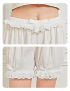 BEAUZSUZSANA Women Lolita Shorts Cotton Victorian Bloomers Pumpkin Lace