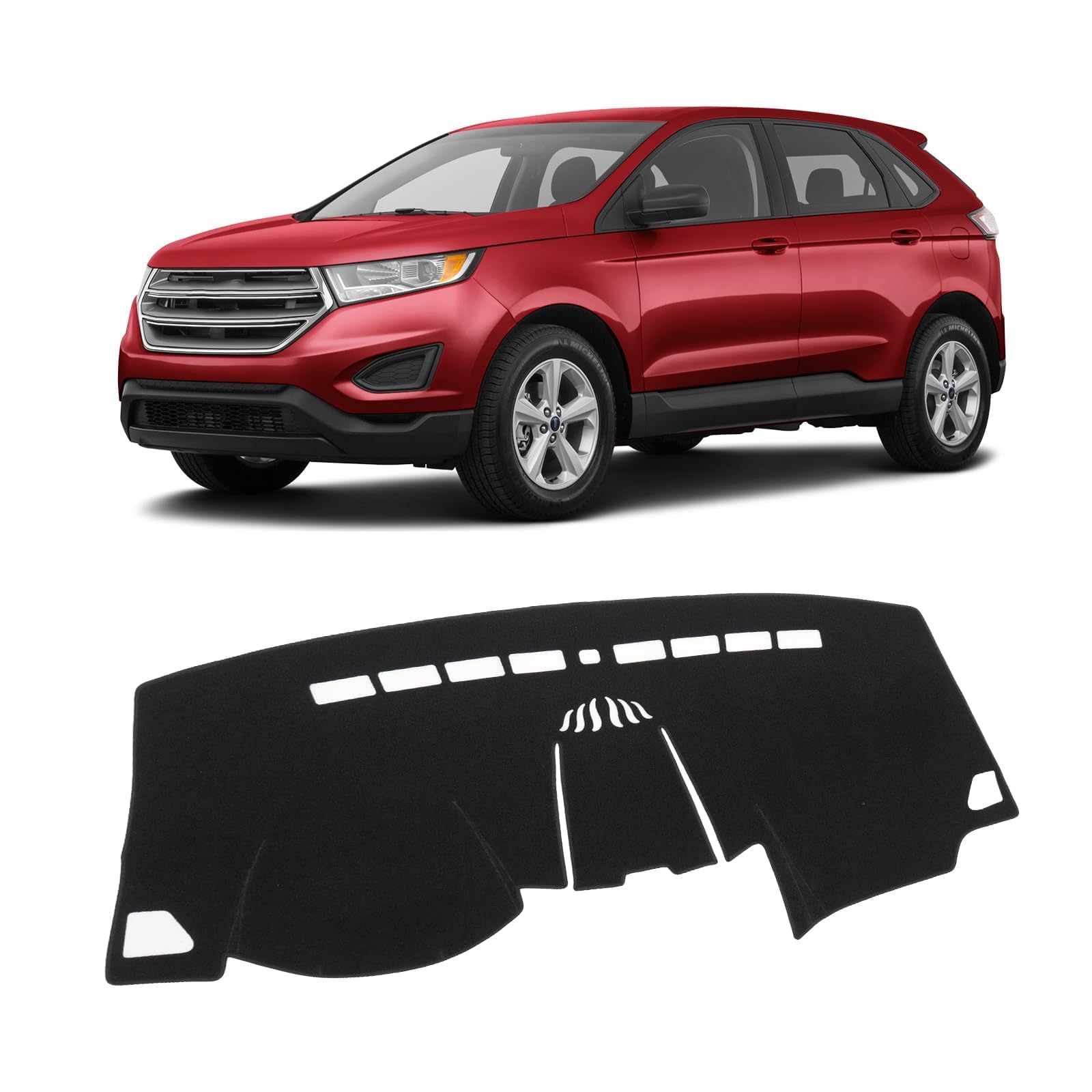 KUST Black Dashboard Cover Compatible with Ford Edge 2015-2024 Dashboard Cover Accessories for Edge Non-Slip Polyester Dashboard Mat Custom Fit Center Console Sunshield Protector No Glare