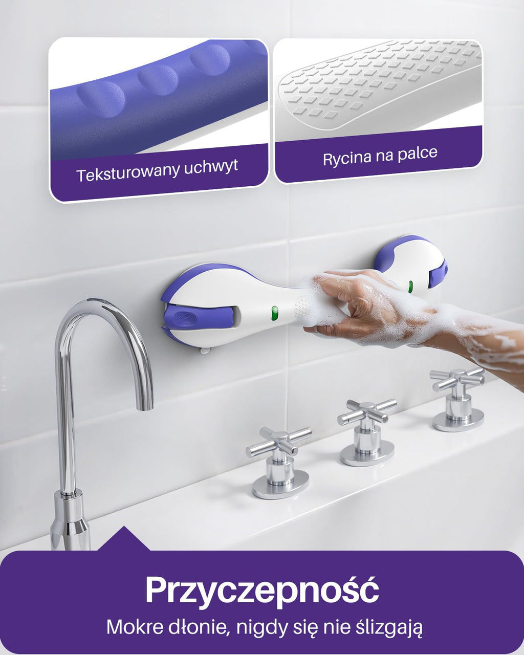 KEKOY 17.5 Inch Suction Grab Bars for Bathtubs & Showers with Indicator 2 Pack-
