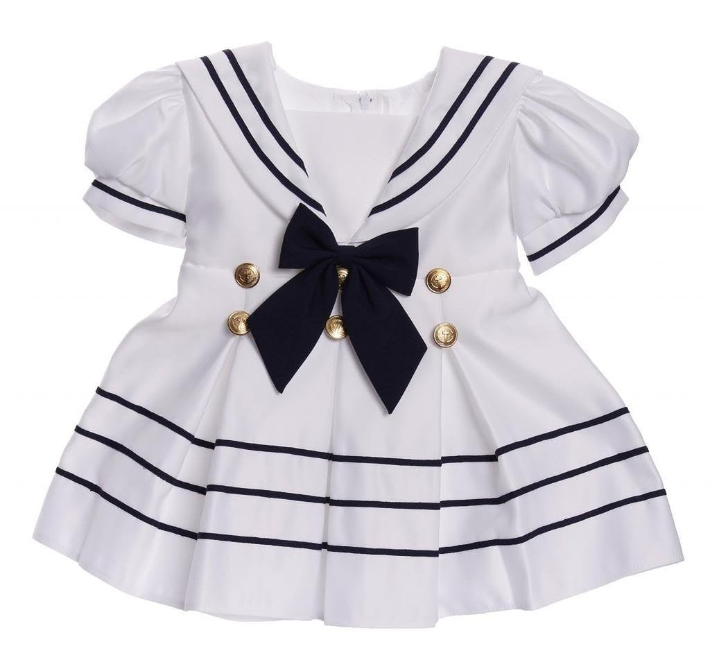 iGirlDress Baby Toddler Girls Nautical Sailor Dress with Hat 4T White
