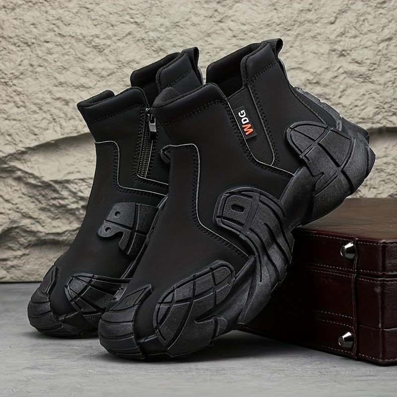 Men's Mid-Top Fashion Sneakers - Casual Sport Style, Solid Color, All-Season,