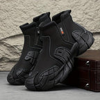 Men's Mid-Top Fashion Sneakers - Casual Sport Style, Solid Color, All-Season,